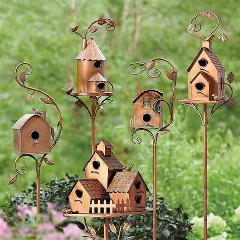 creative co op metal bird house|Distressed Cream & Bronze Decorative Metal .